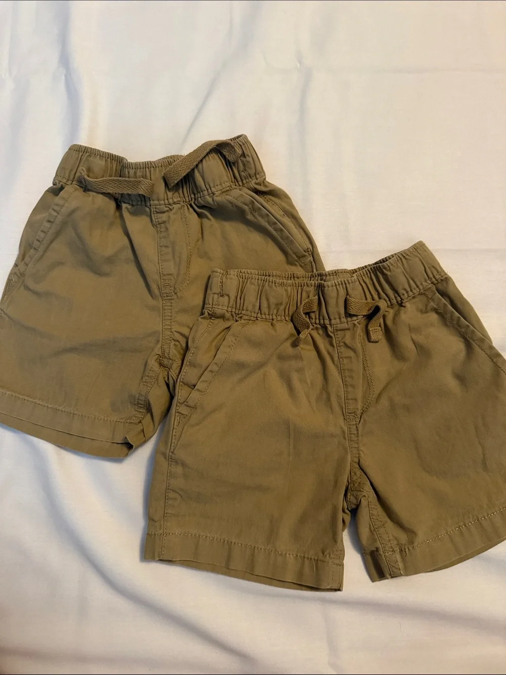 The Children's Place Olive-Tan Drawstring Pull-On Shorts Lot of Two